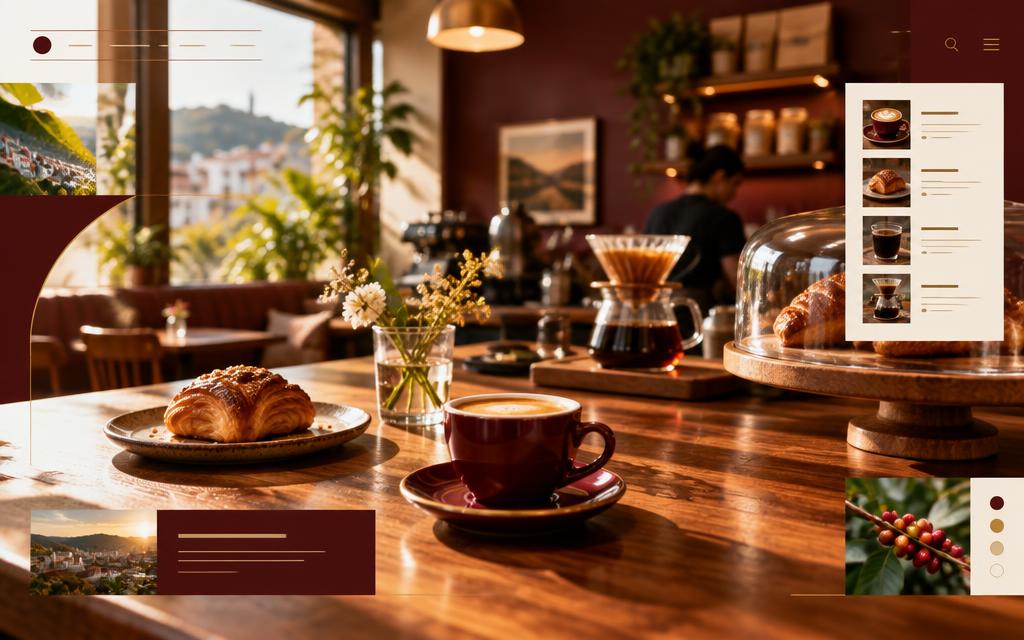 Conceito visual fictício de Café Aurora